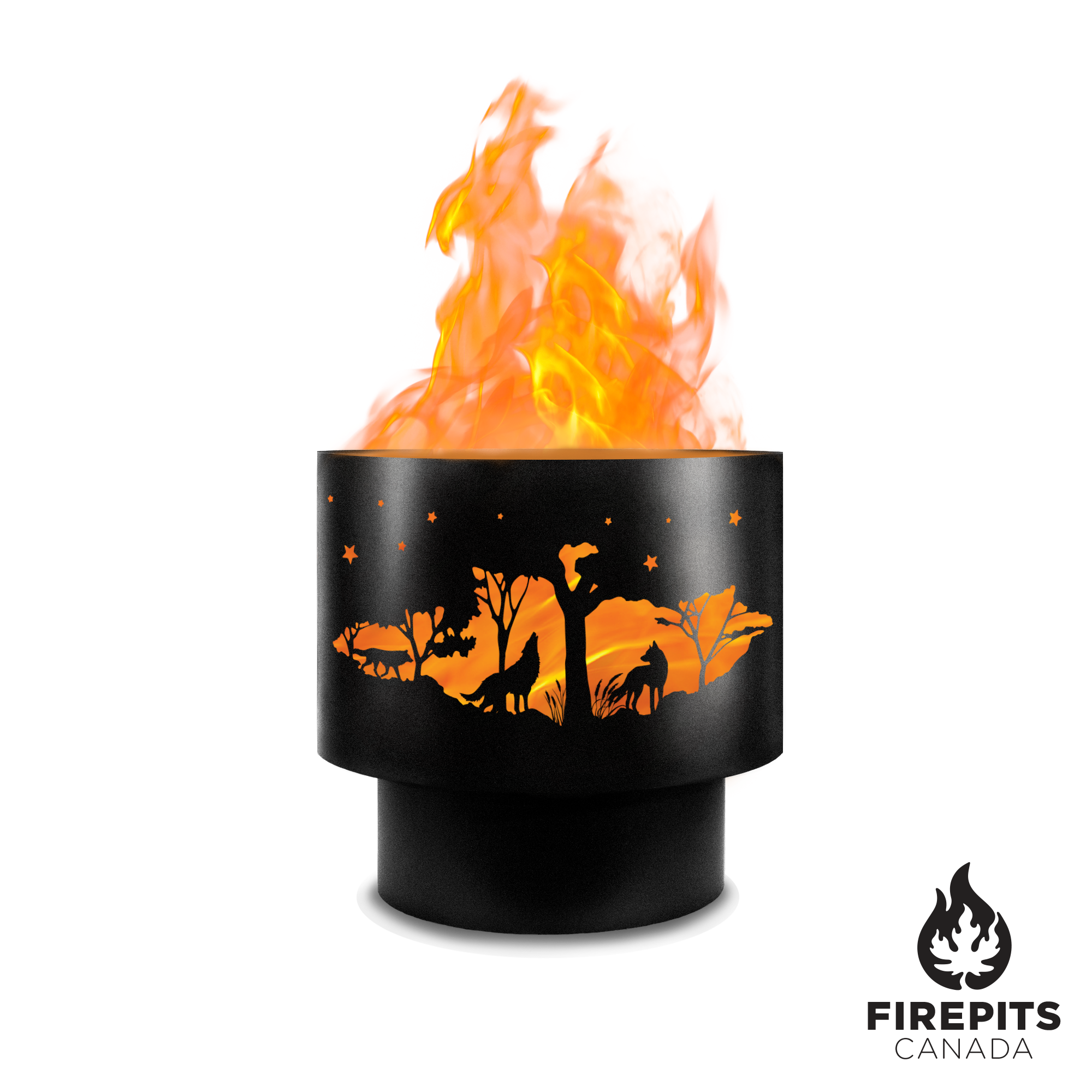 Country Wolf Firepit Personalized with Your Text